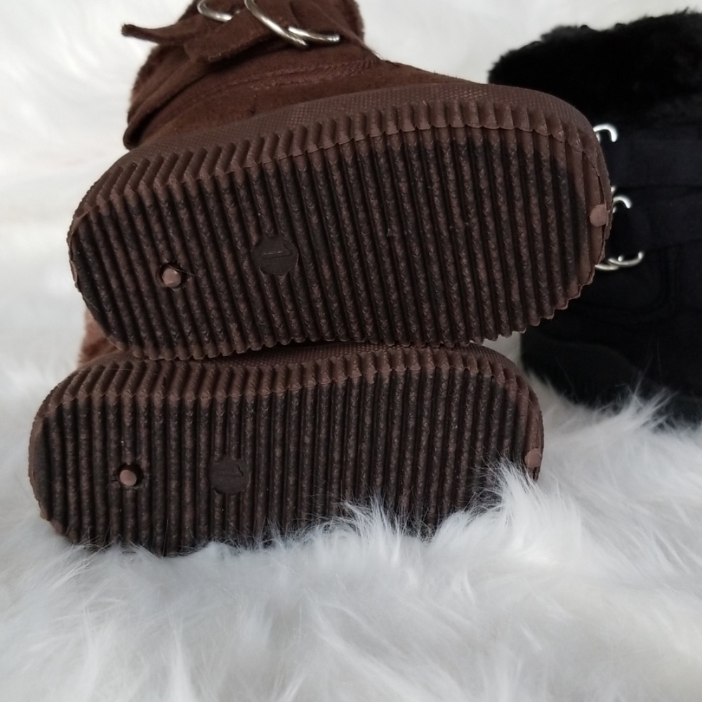 👣Shoe Box Trading Black Two Buckle Boot length measurement approx 5" long exte - Picture 8 of 12